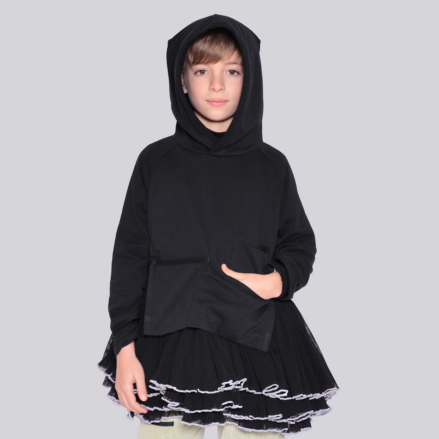 Schwarzer Designer-Hoodie für Kinder