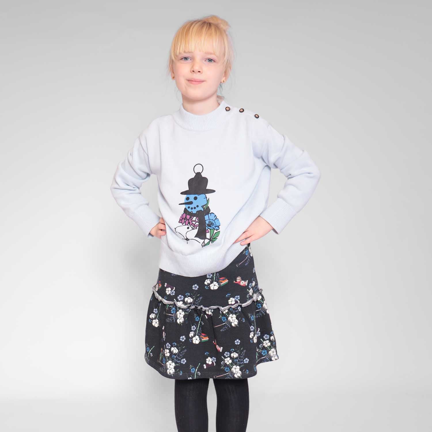 Zwarte Bloemen Rok voor Meisjes