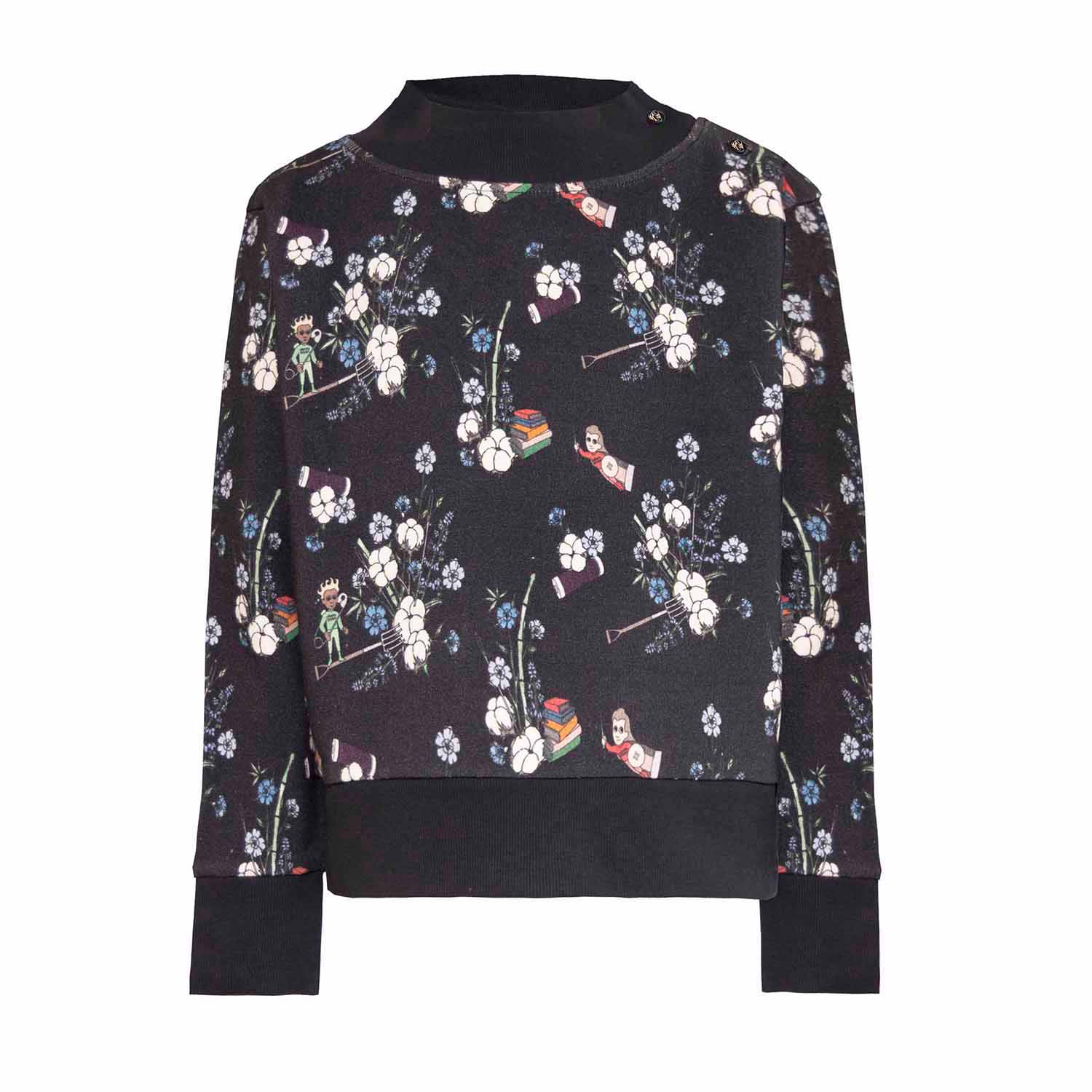 Black Floral Kids Sweatshirt