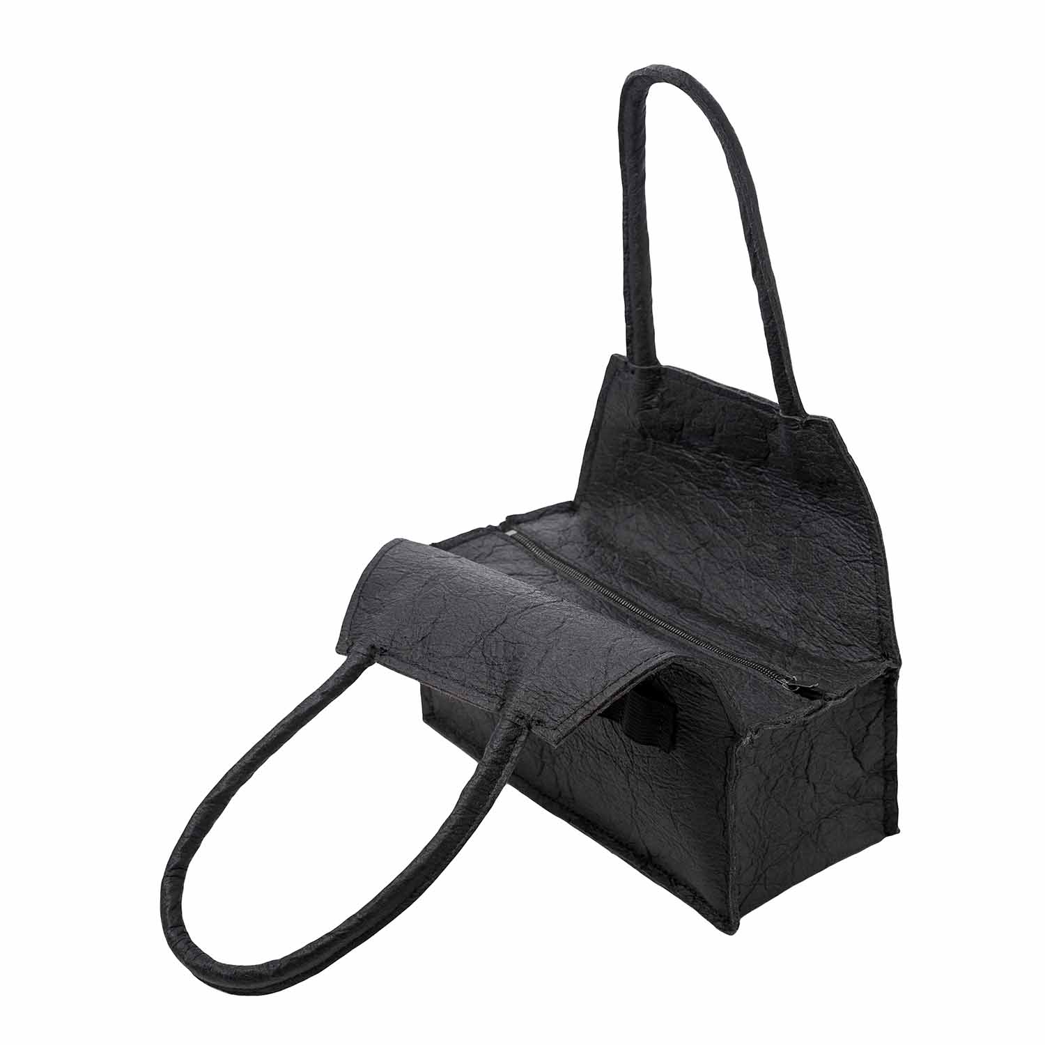 Schwarze Pinatex-Handtasche