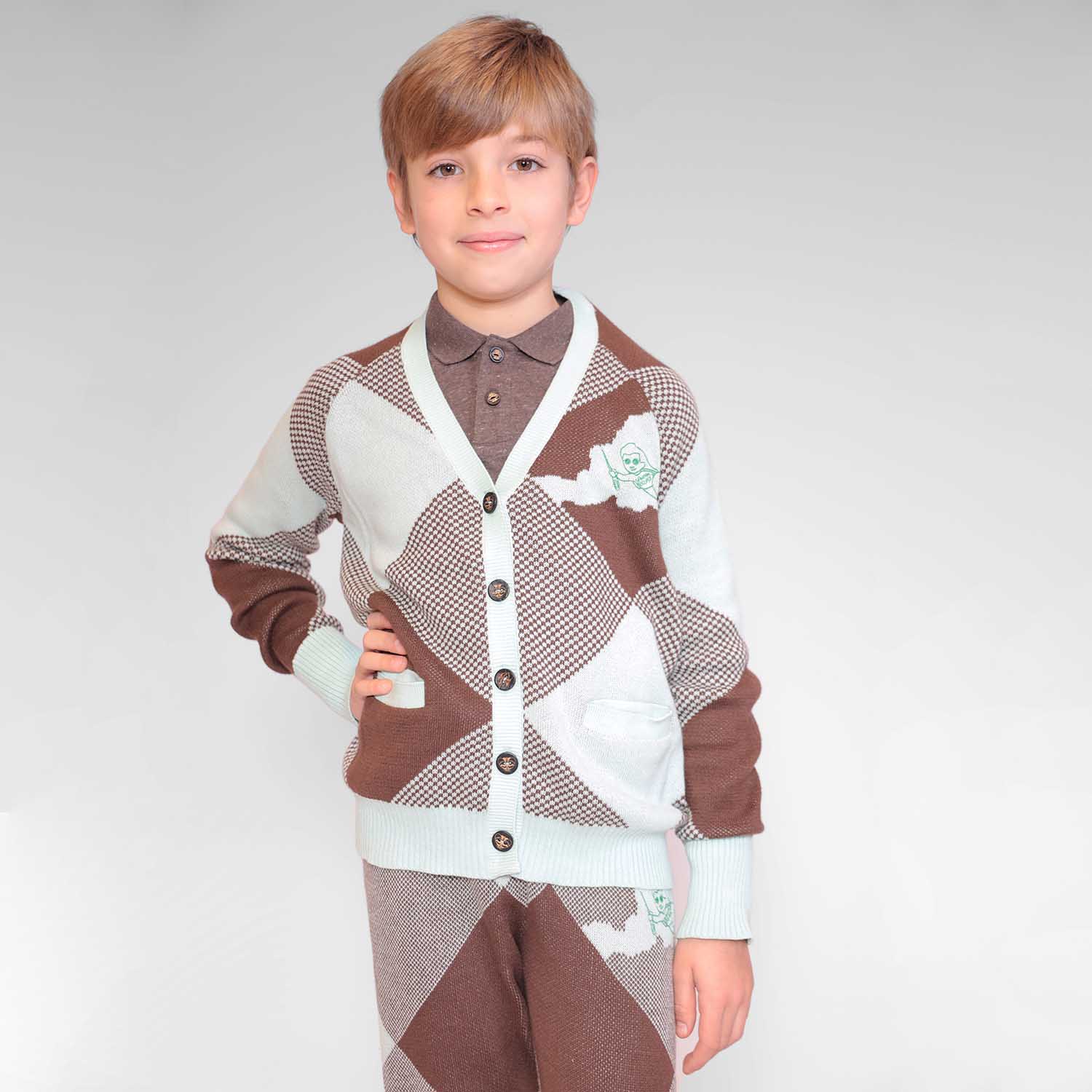 Kinder-Cardigan in Choco und Mint