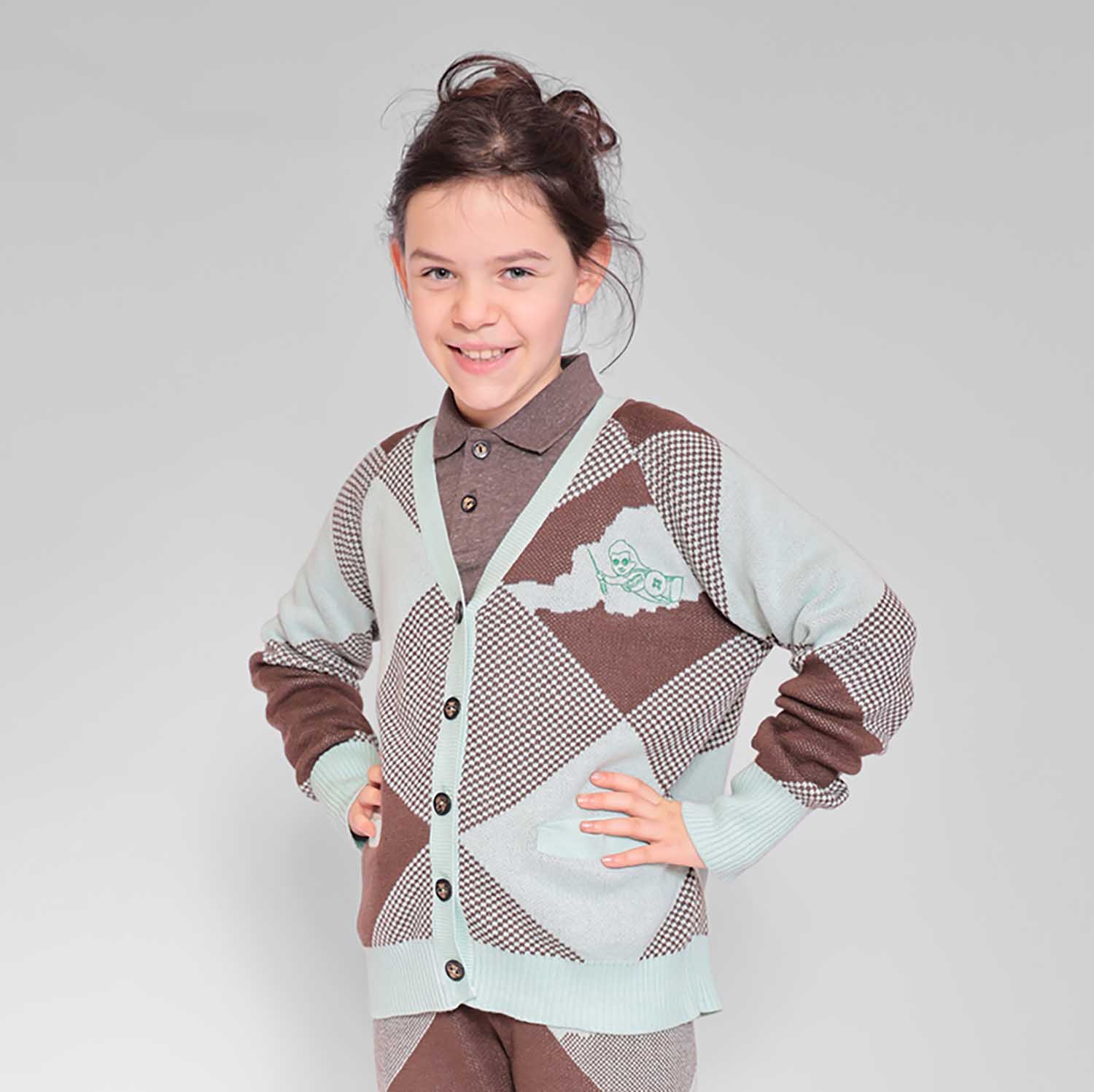 Kinder-Cardigan in Choco und Mint