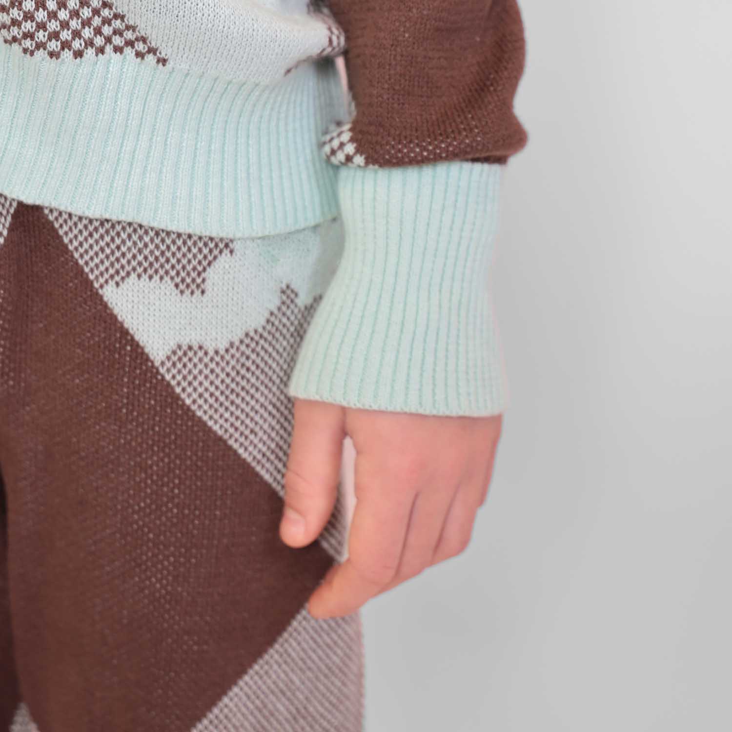Kinder-Strickhose in Kastanie und Mint