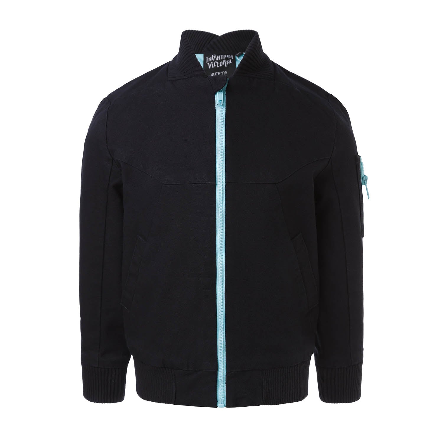 PRELOVED Black Bomber Jacket with Floral Emproidery, 1 year