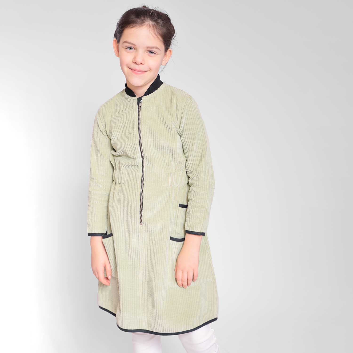 Groene fluwelen jurk voor meisjes