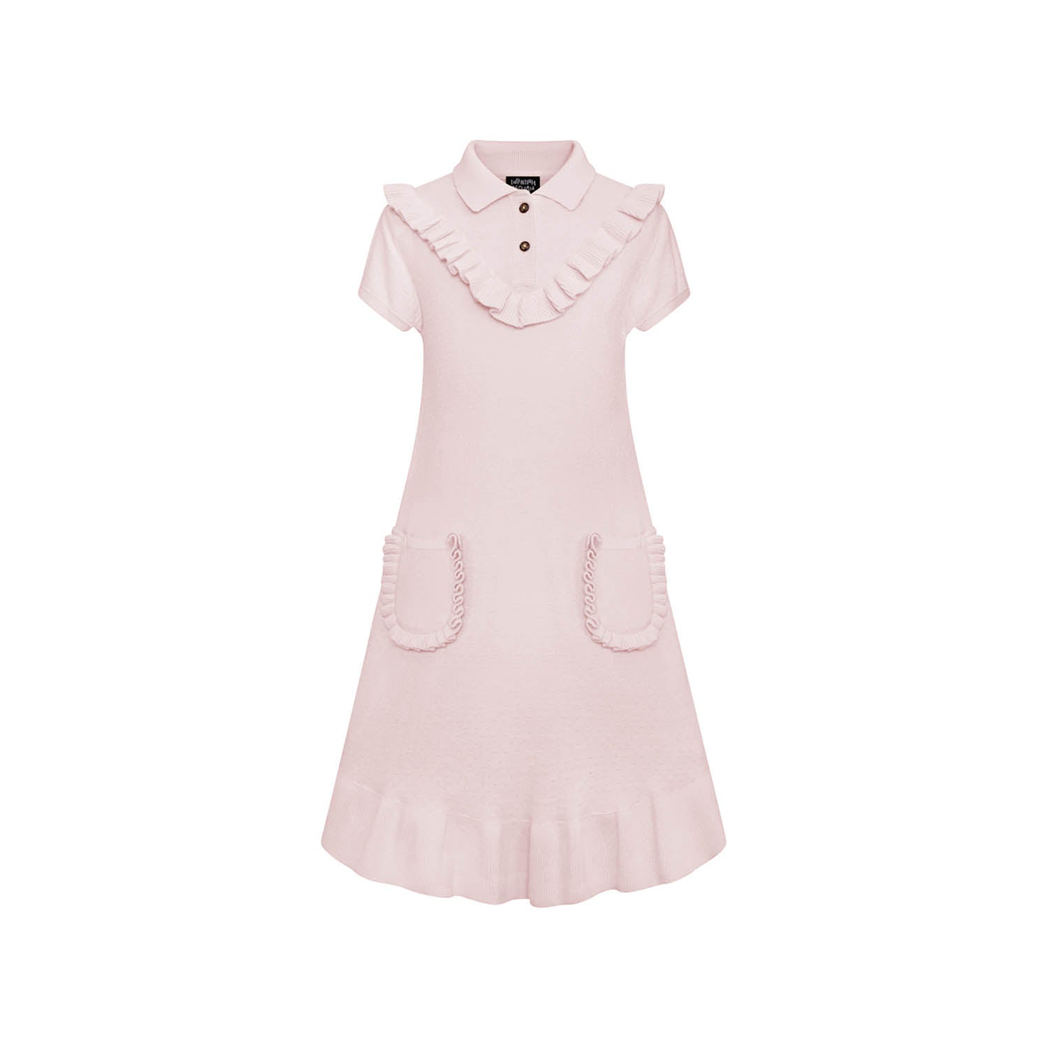 Roze gebreide midi-jurk met juk