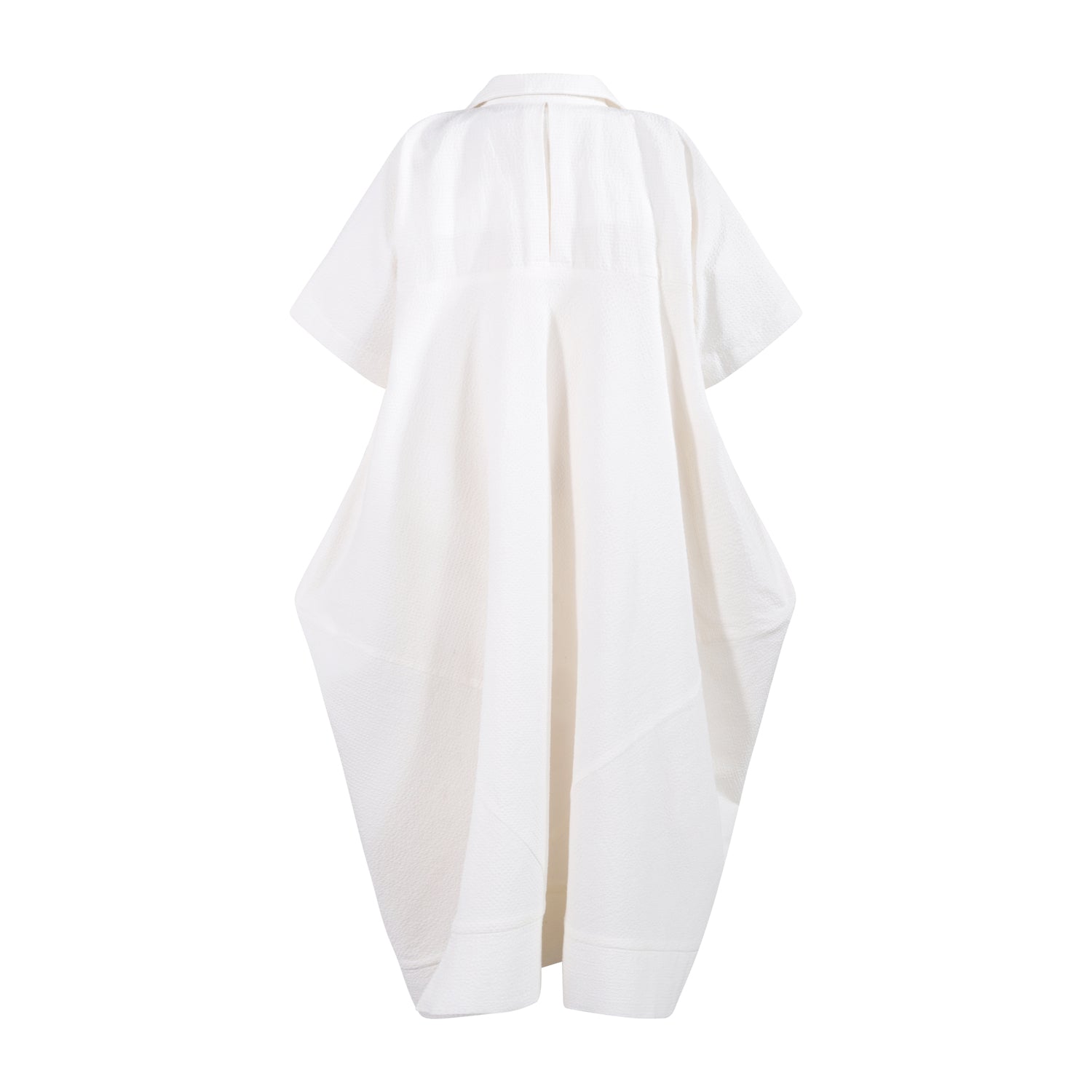 The Square Shirt-Dress — White Seersucker