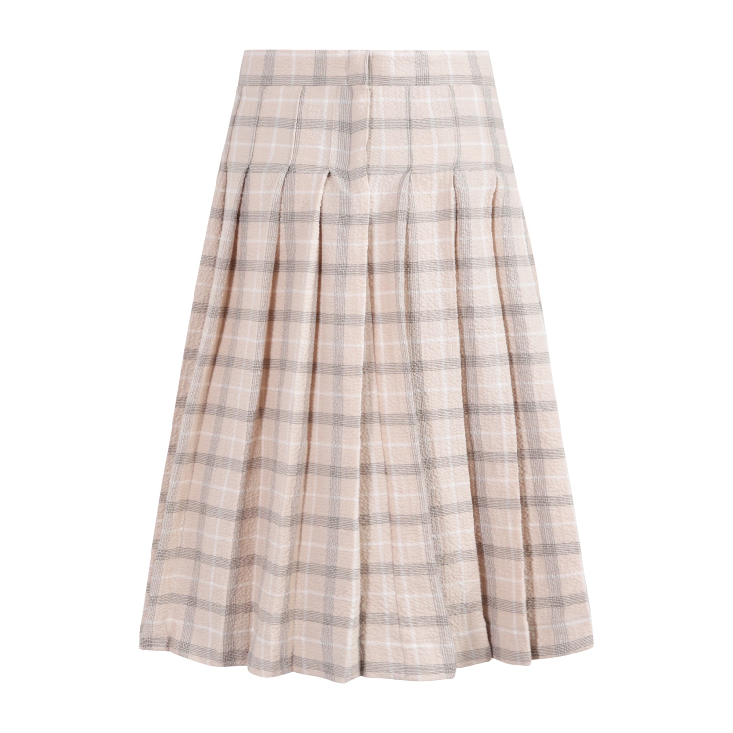 The Pleated Skirt — Beige Seersucker