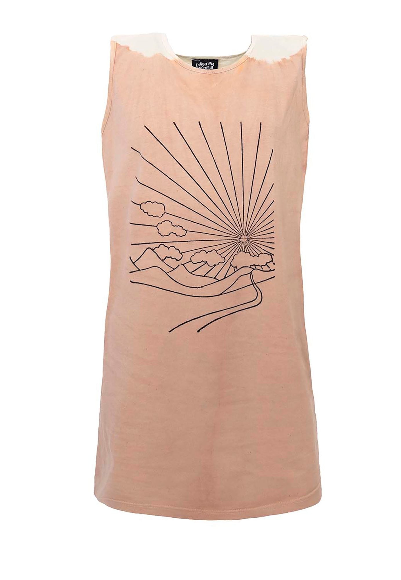 Ambachtelijke T-shirtjurk, natuurlijk geverfde meekrap met handblokprint
