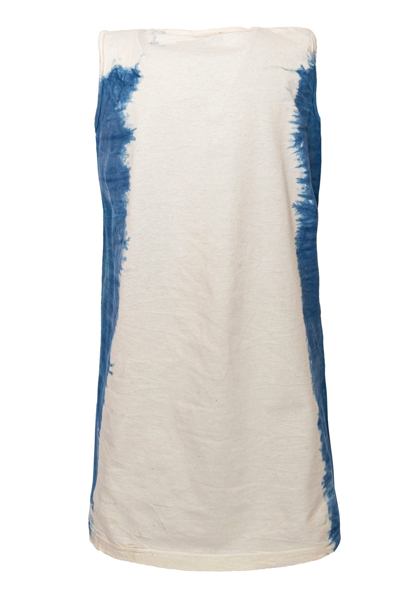 Artisanaal T-shirt Jurk Natuurlijk Indigo Geverfd met Hand Block Print