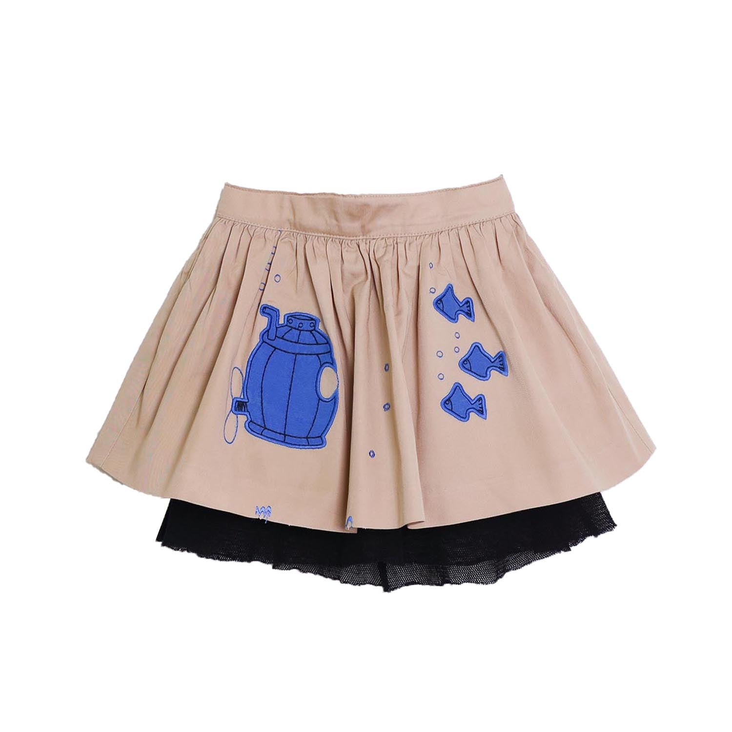MAGIC MENDING PRELOVED Beige katoenen rok met onderzeeër, 2 jaar