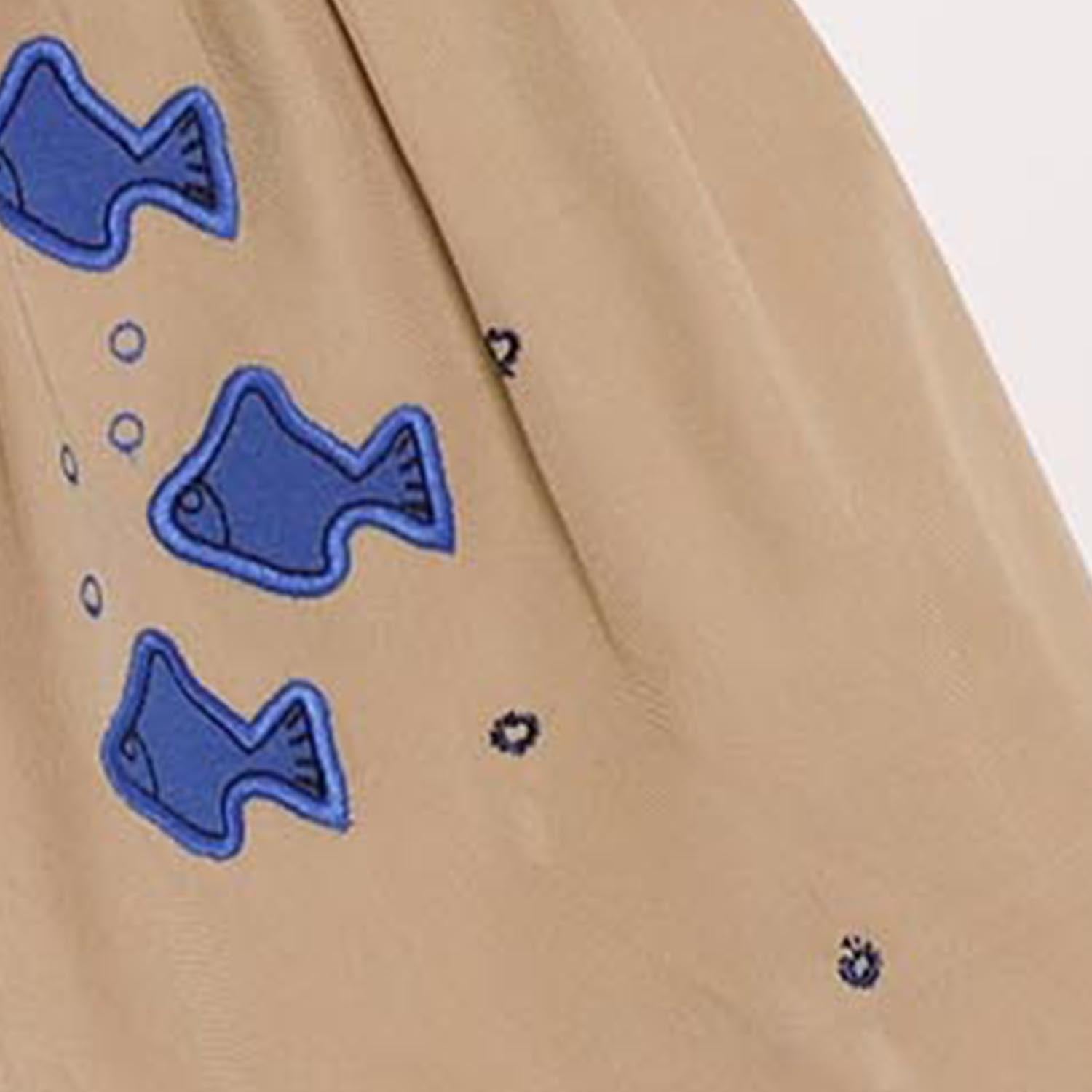 MAGIC MENDING PRELOVED Beige Cotton Skirt with Submarine, 2 years