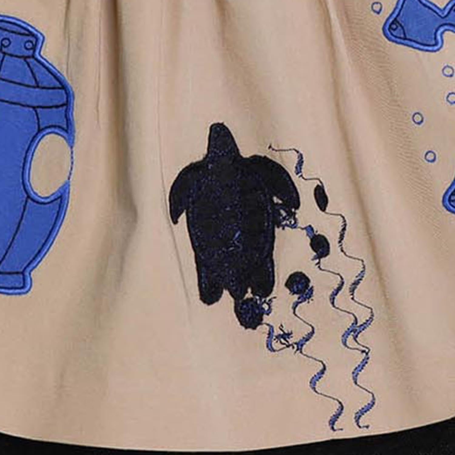 MAGIC MENDING PRELOVED Beige katoenen rok met onderzeeër, 4 jaar