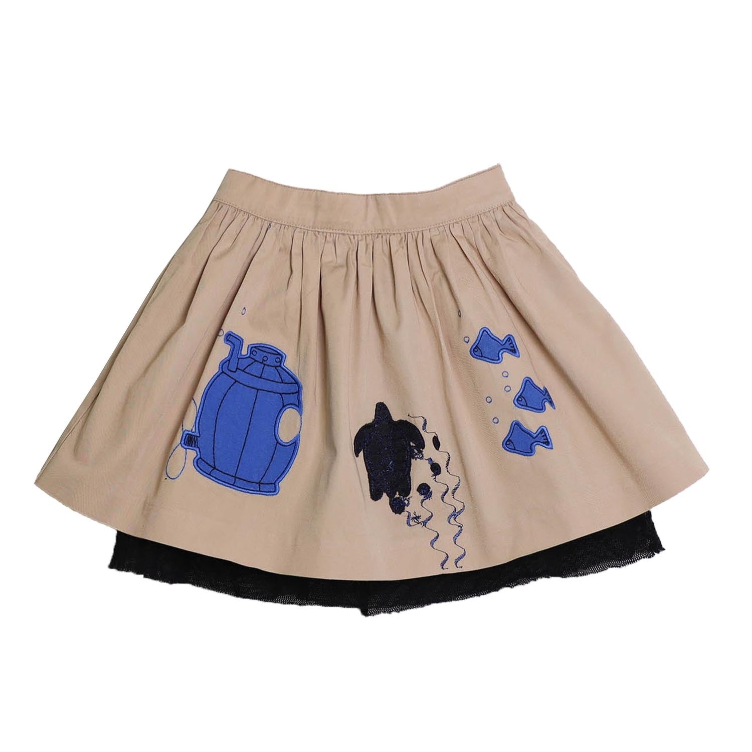 MAGIC MENDING PRELOVED Beige katoenen rok met onderzeeër, 4 jaar