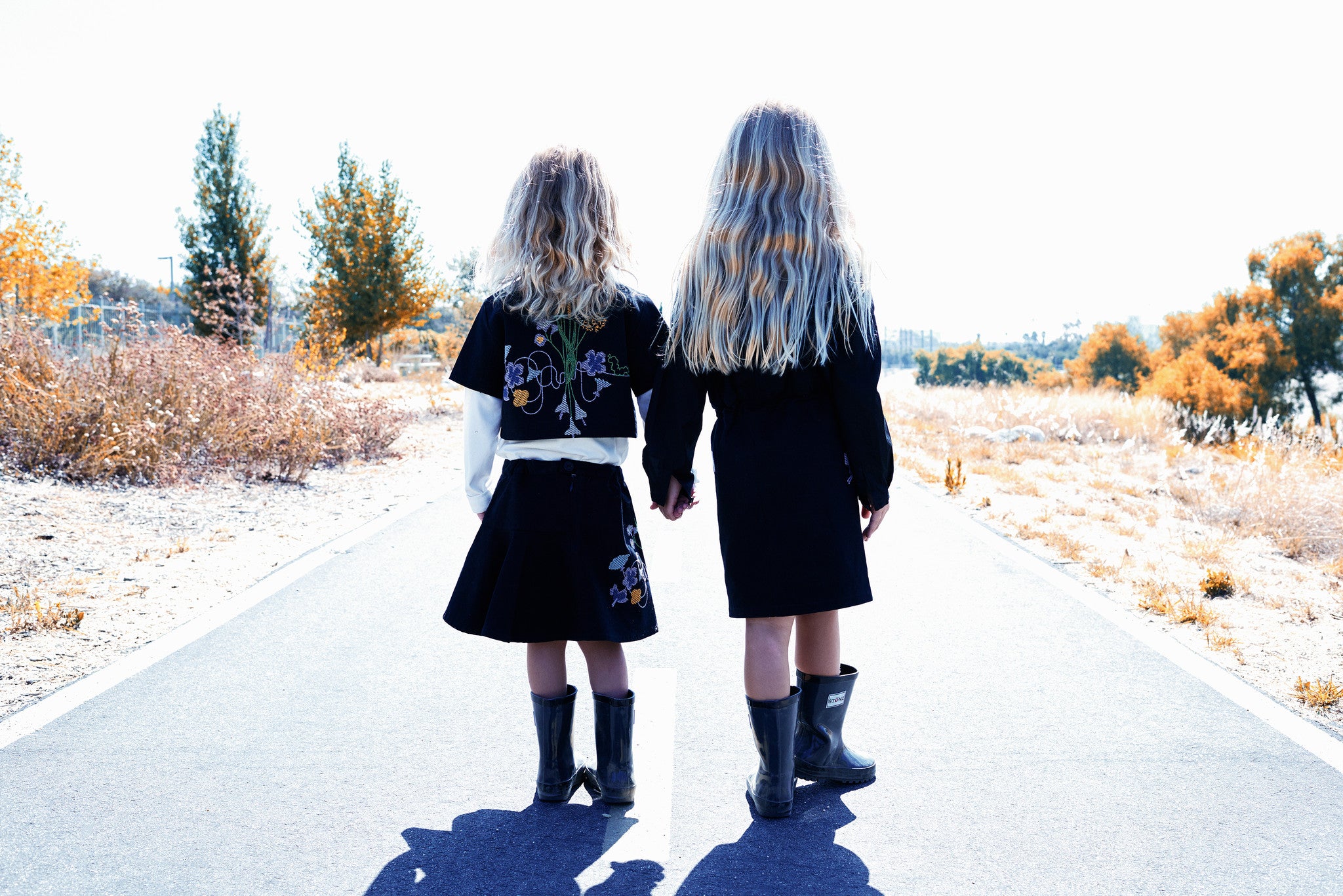 Black Crop Top with Floral Embroidery