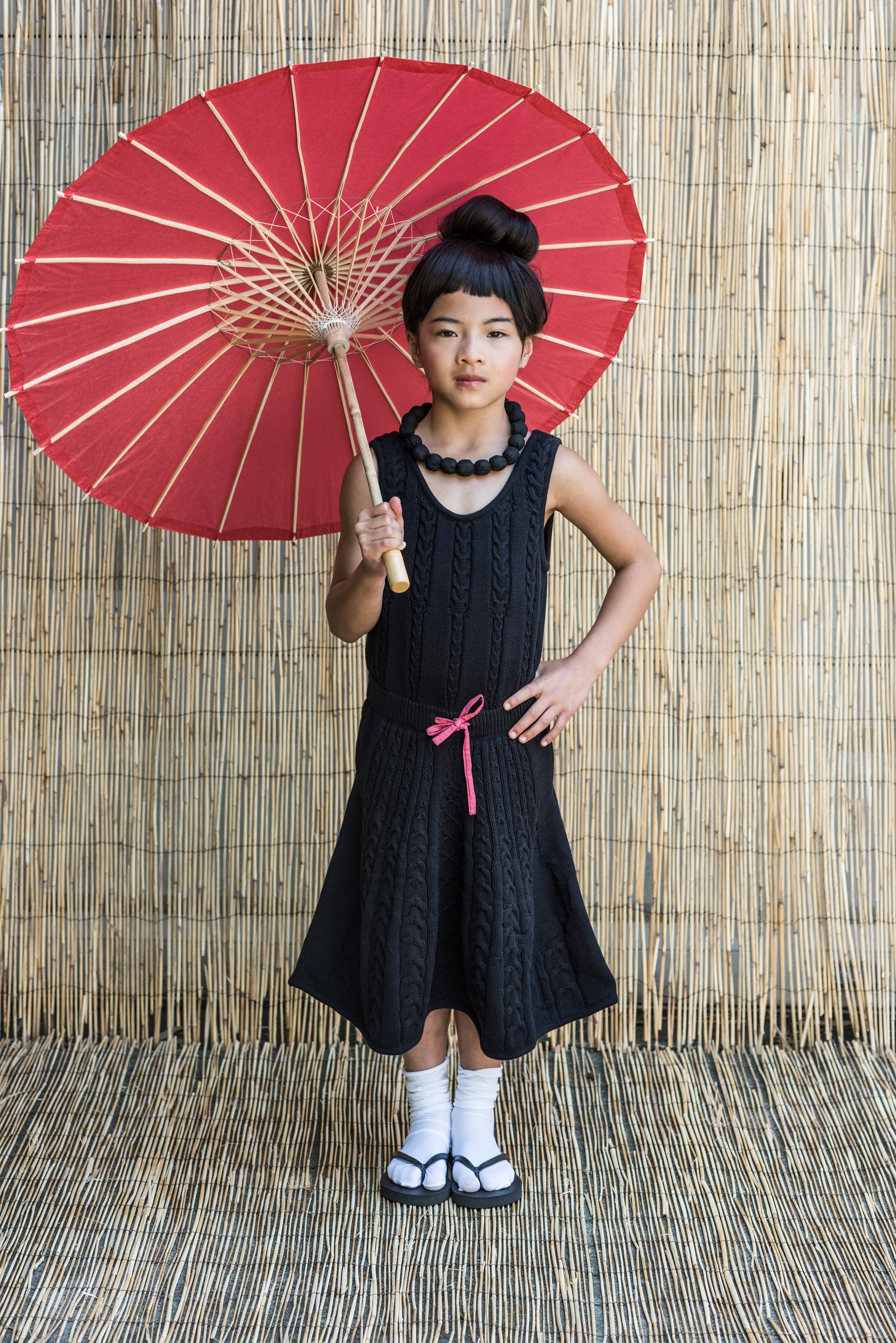 Black Cable Knit Dress for Girls