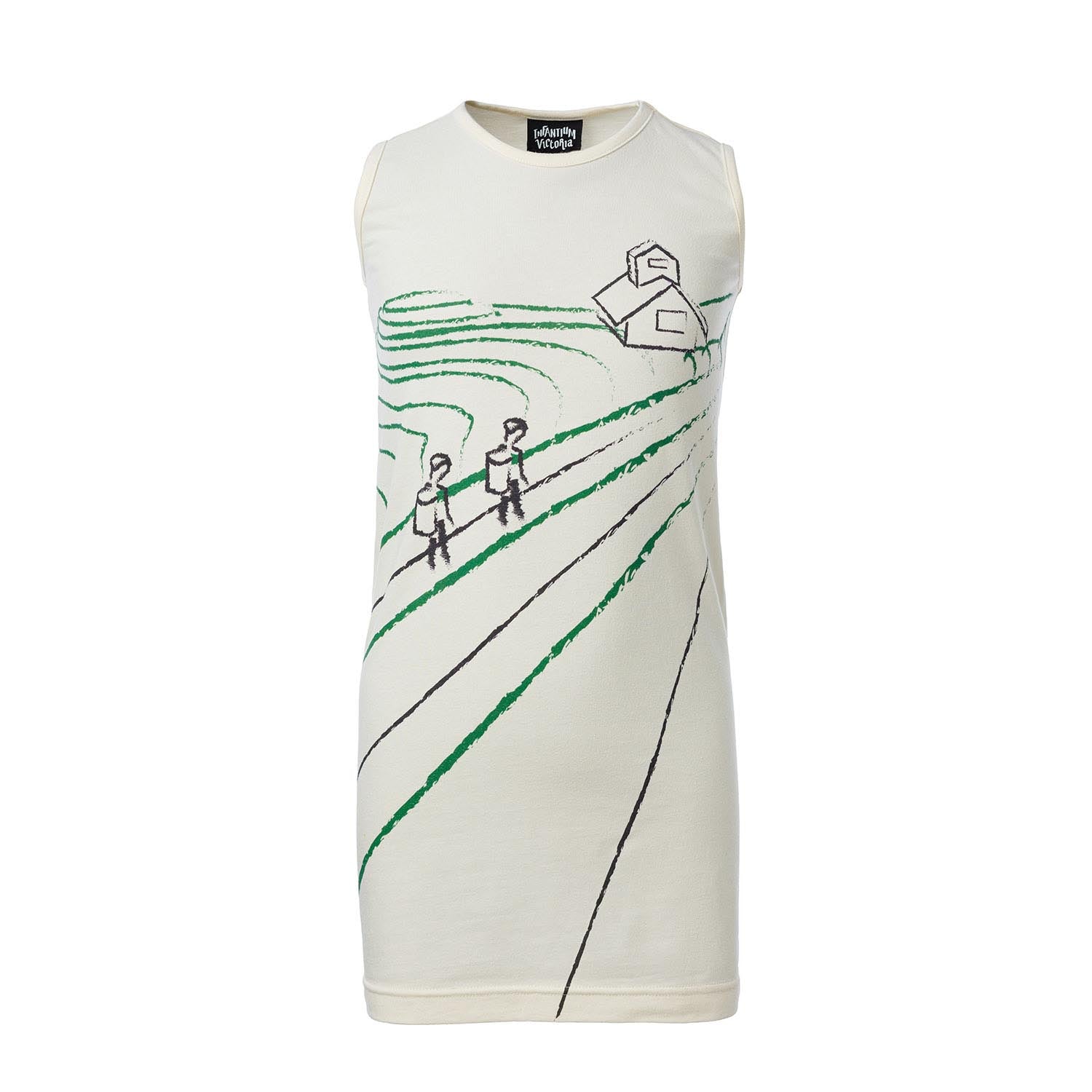 Off-White T-Shirt Dress with Rice Paddy
