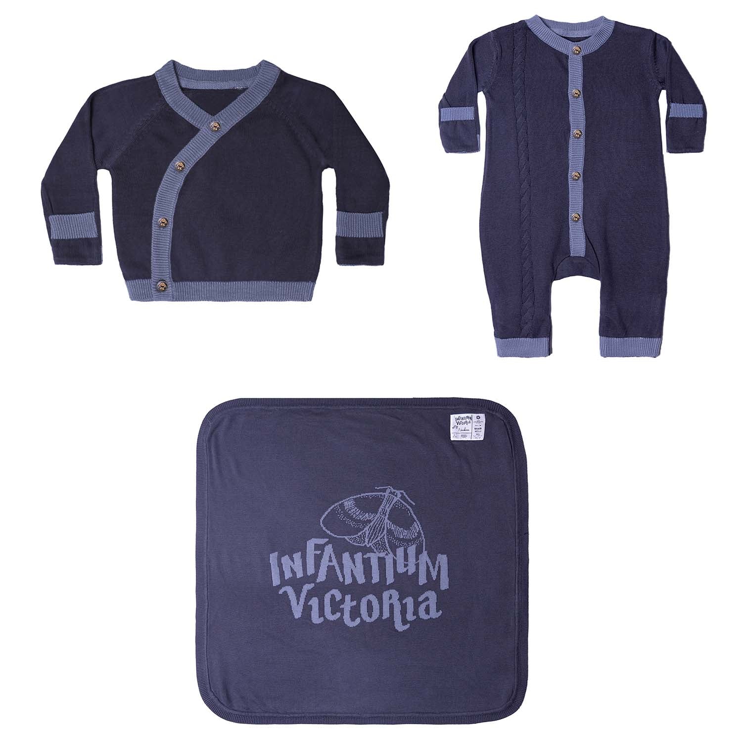 Organic Cotton Knitted Newborn Baby 3-pieces Set