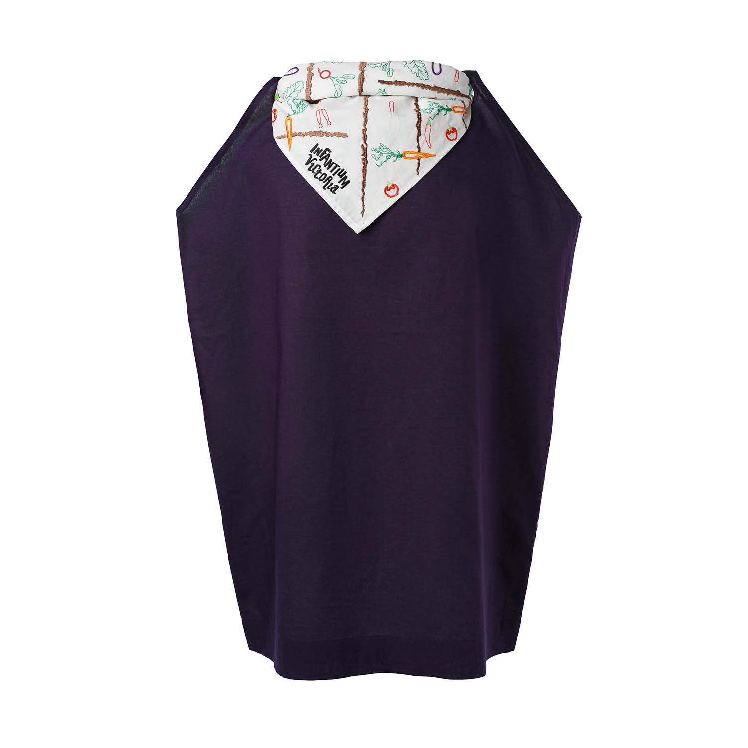 Purple Dress with Embroidered Scarf and Wooden Charm