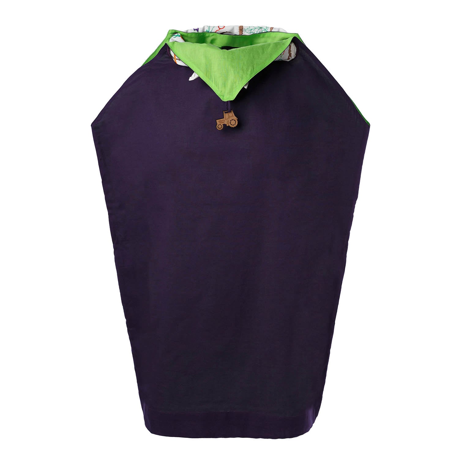 Purple Dress with Embroidered Scarf and Wooden Charm