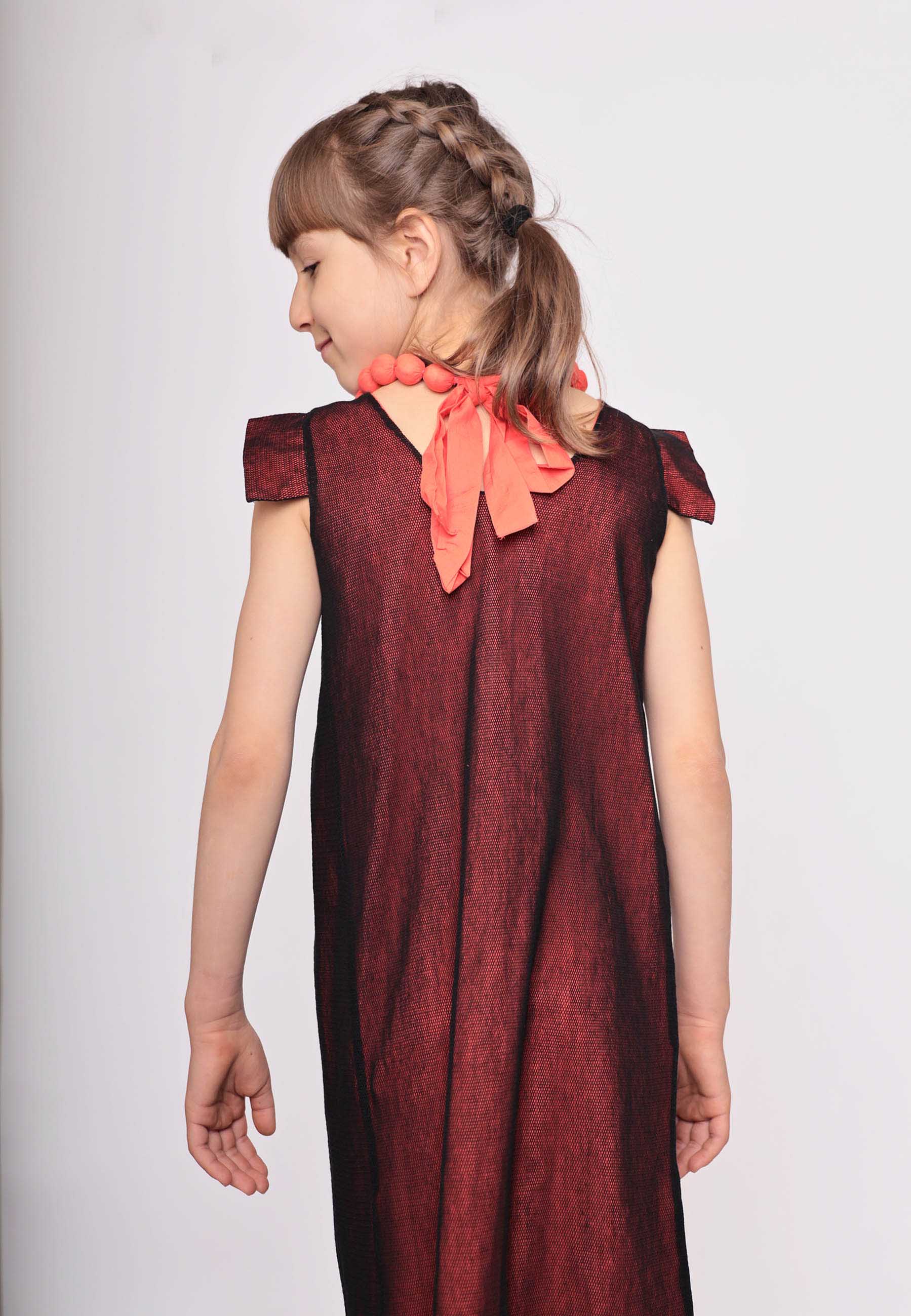 Organic Cotton Girls Tulle Dress in Red