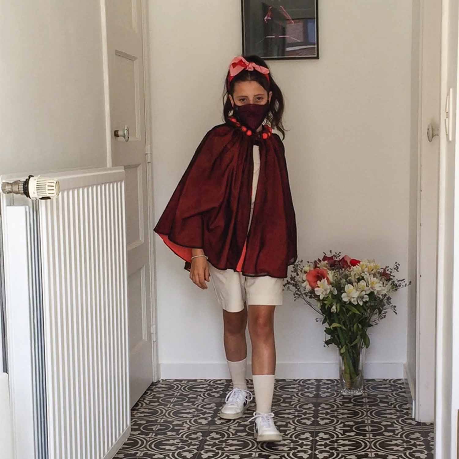 Girls Cape with Cotton Beads and Tulle