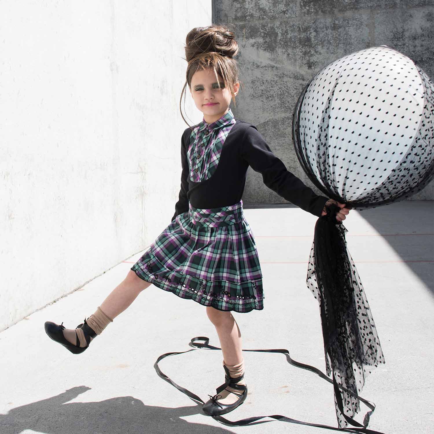 Tartan Mini Skirt with Pleated Belt