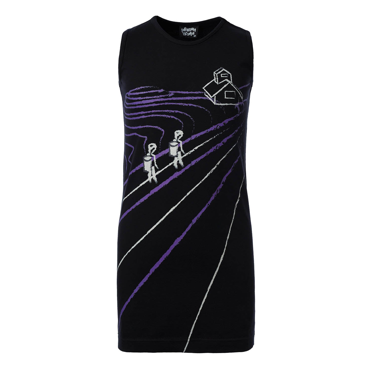 Black T-Shirt Dress with Rice Paddy