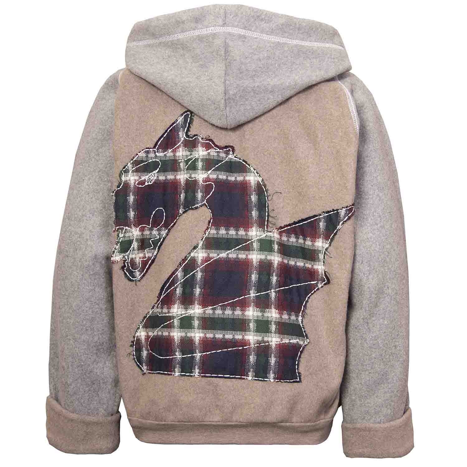 Beiger Fleece-Hoodie für Kinder mit Drachen-Applikation