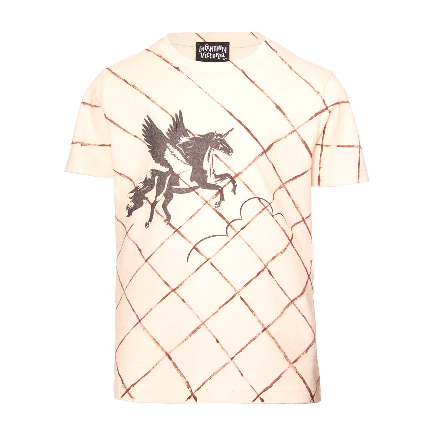 Handbemaltes Off-White T-Shirt mit Einhorn