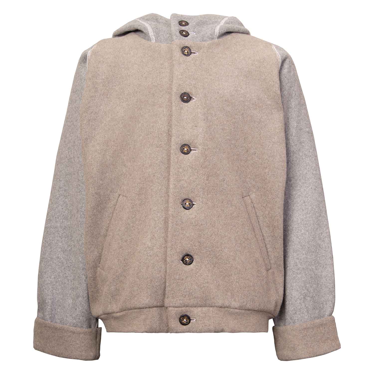 Beiger Fleece-Hoodie für Kinder mit Drachen-Applikation