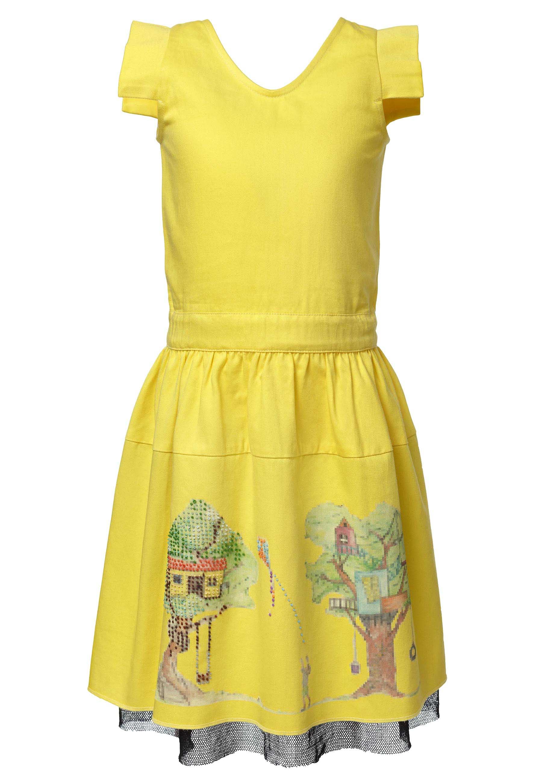 Gelbes besticktes Kleid für Mädchen