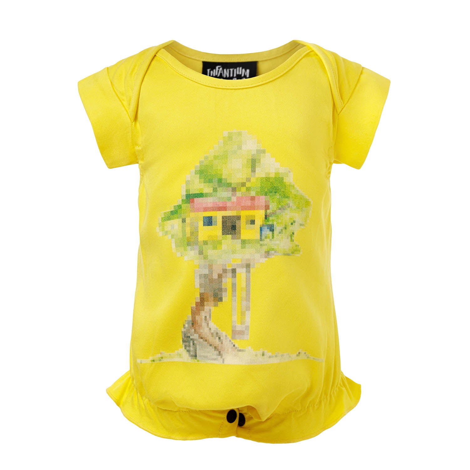 Gelber Strampler mit Baumhaus-Print