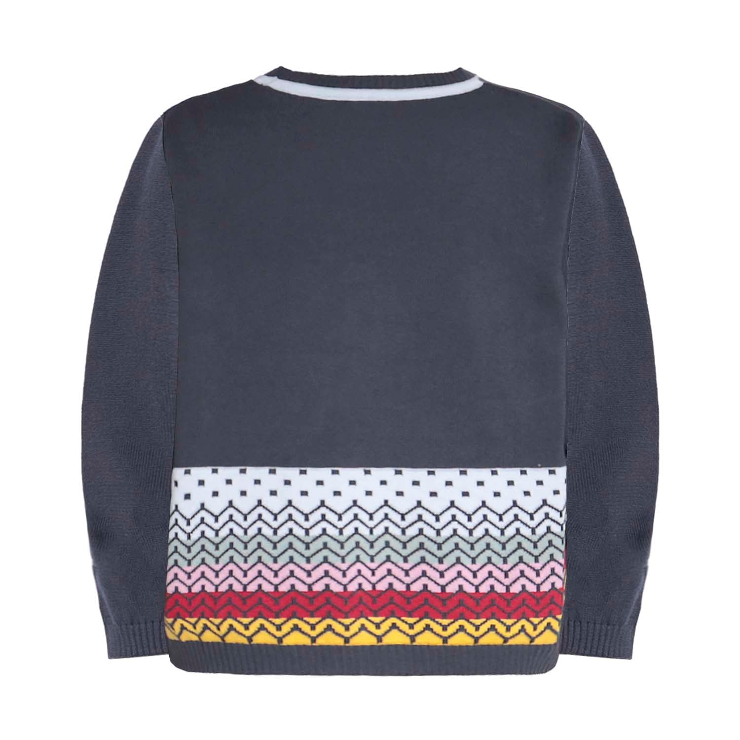 Graue Strickjacke für Jungen und Mädchen mit Handstickerei