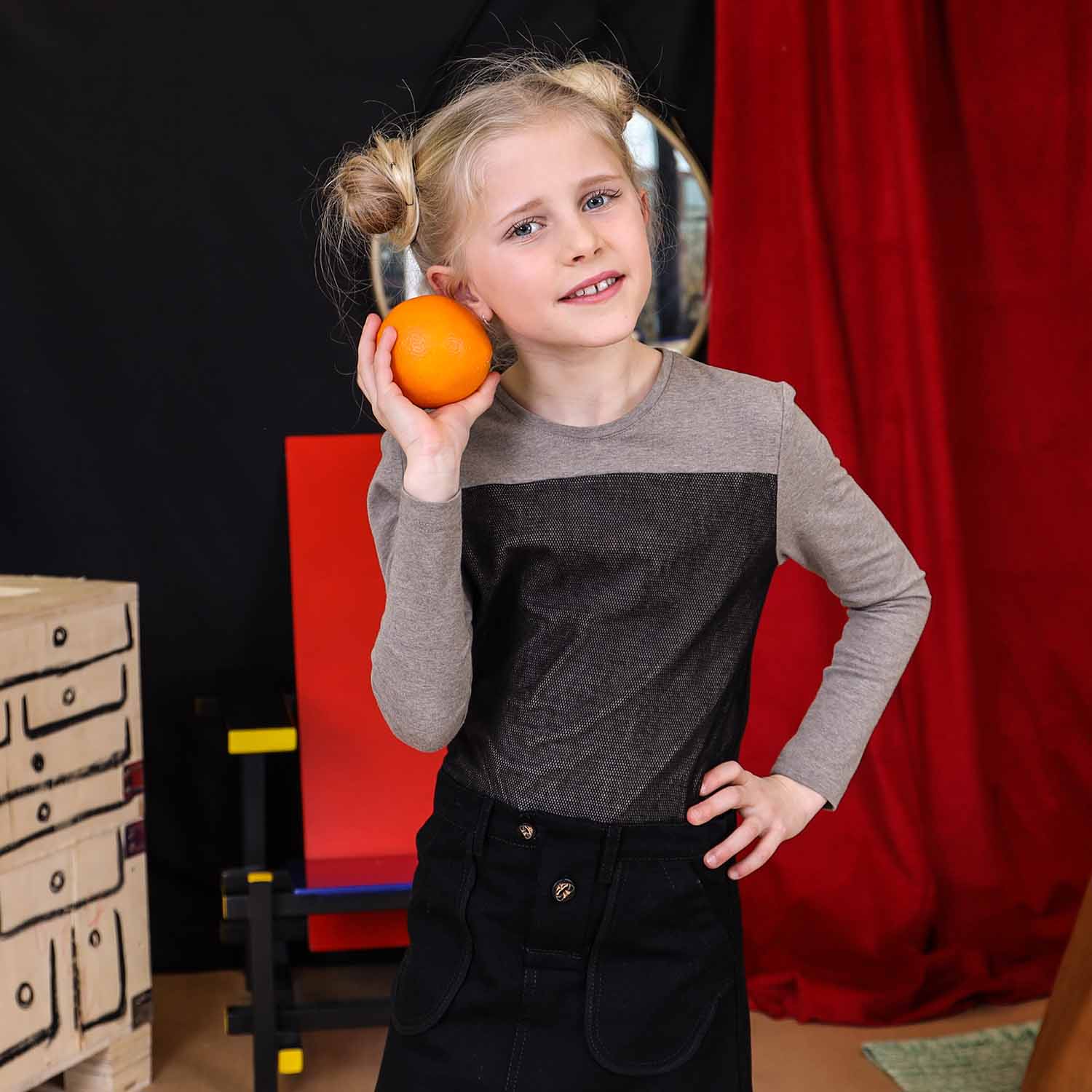 Kinderen Beige Top met Mesh