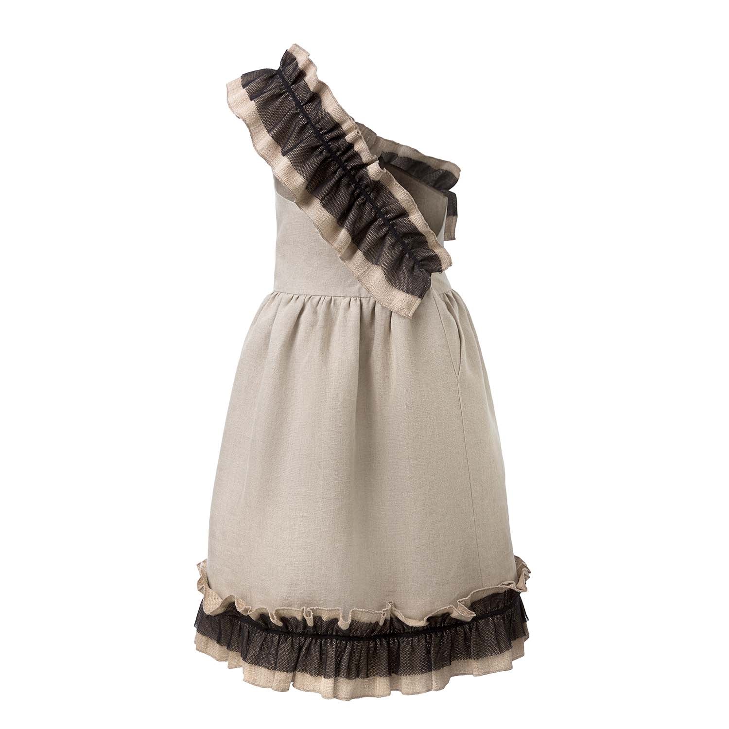 World Exclusive Limited Edition Linen Dress with Lotus Silk Details