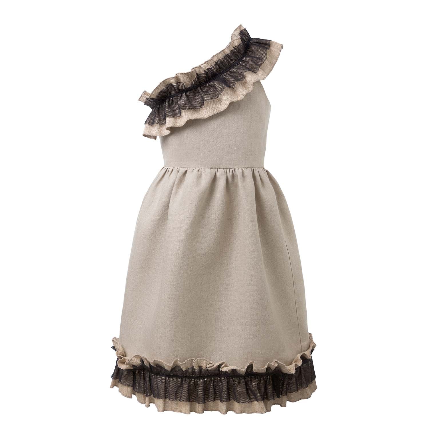 Weltexklusives Leinenkleid in limitierter Auflage mit Details aus Lotusseide