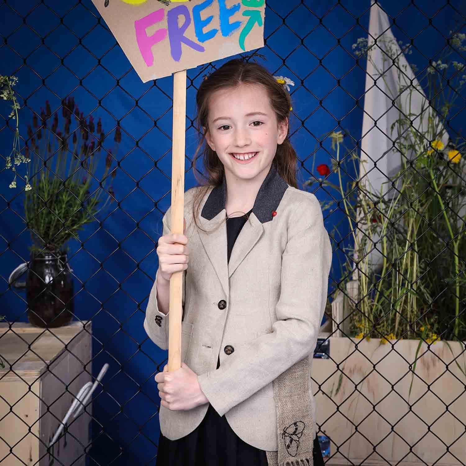 Linnen kinderjack met hennepsjerp