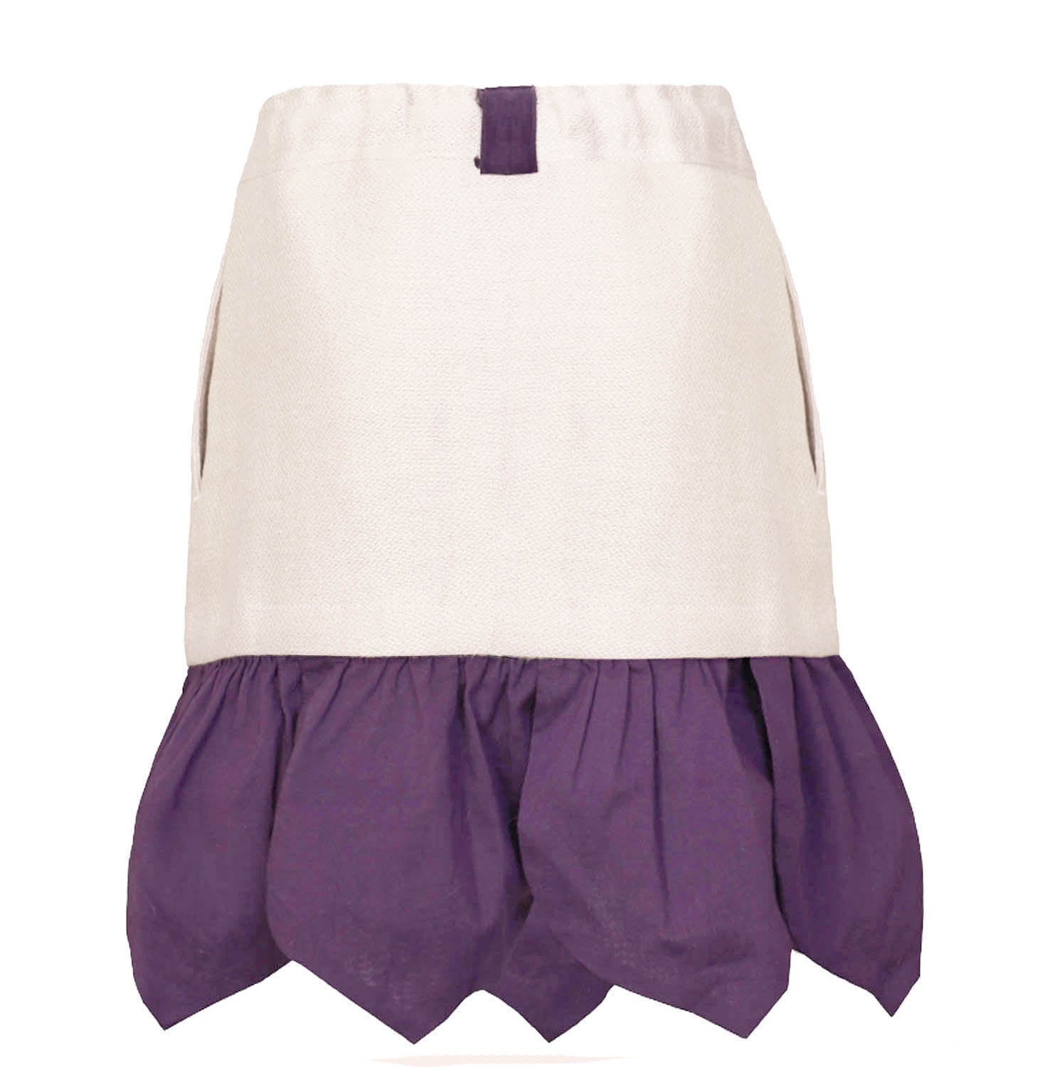 Girls Beige Mini Skirt with Purple Flower Petals