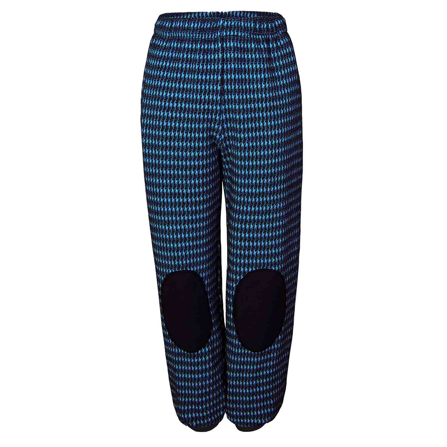 Black and Blue pied de poule Kids Pants with Knee Patches