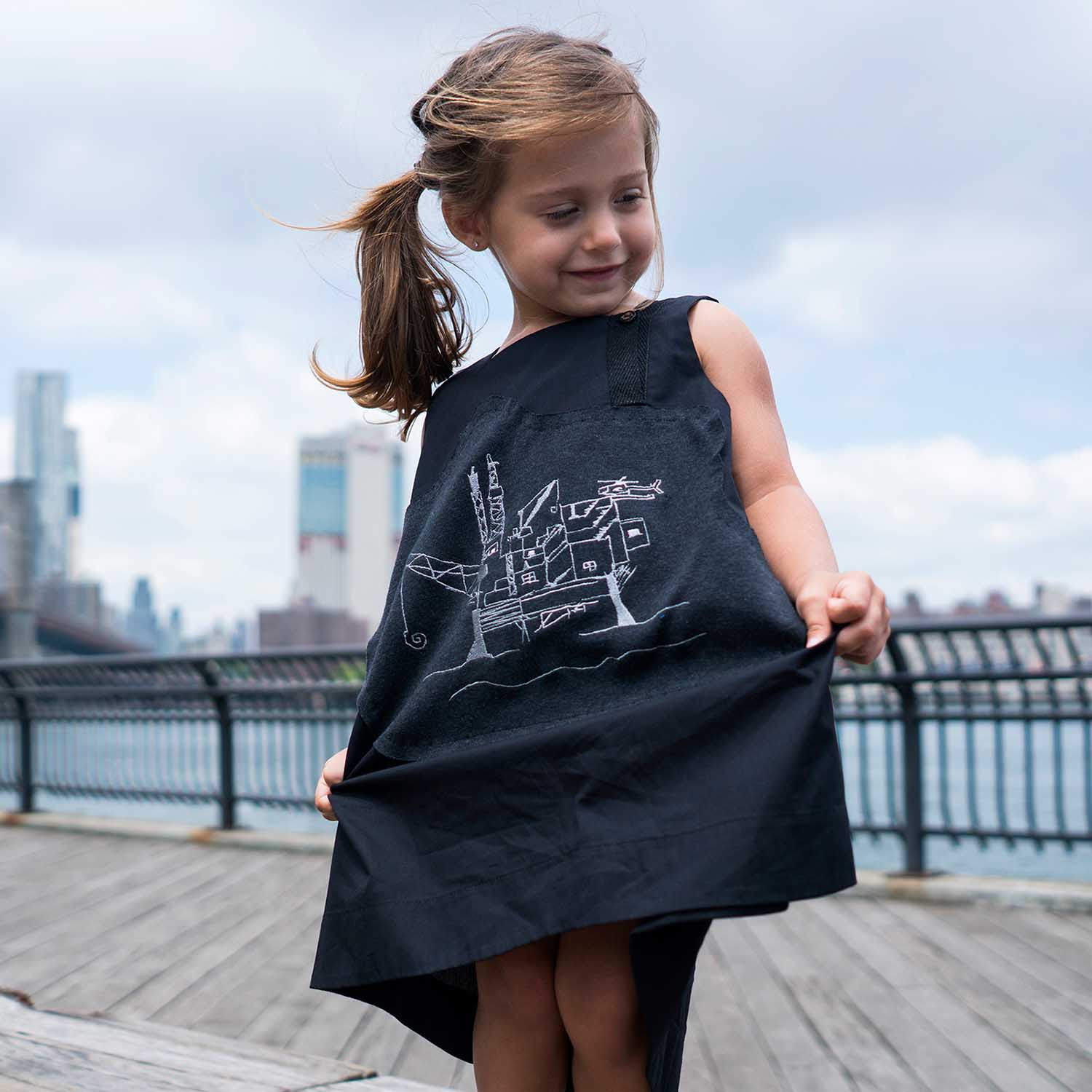 black trapeze gress for girls tent dress gils summer dress organic cotton