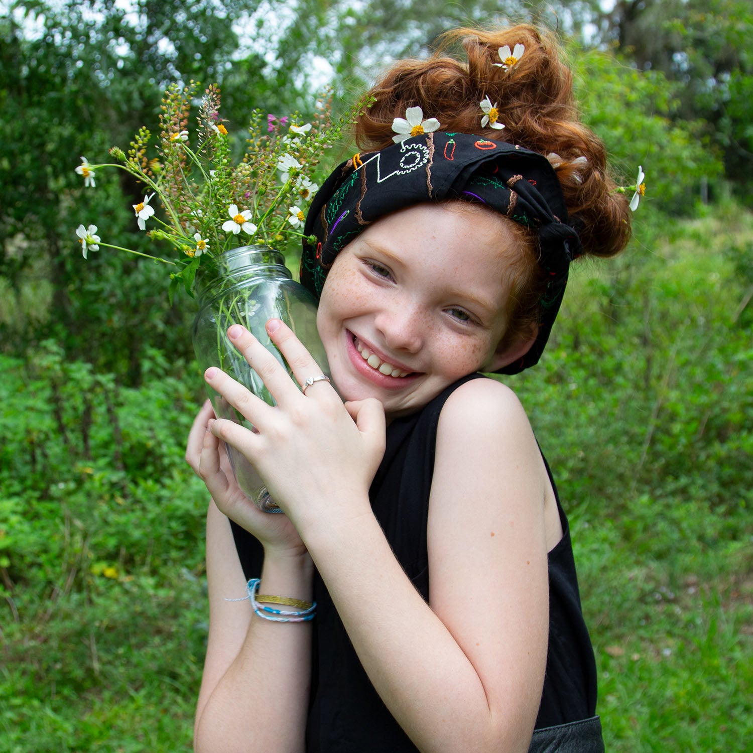 Black Bandana with Embroidery