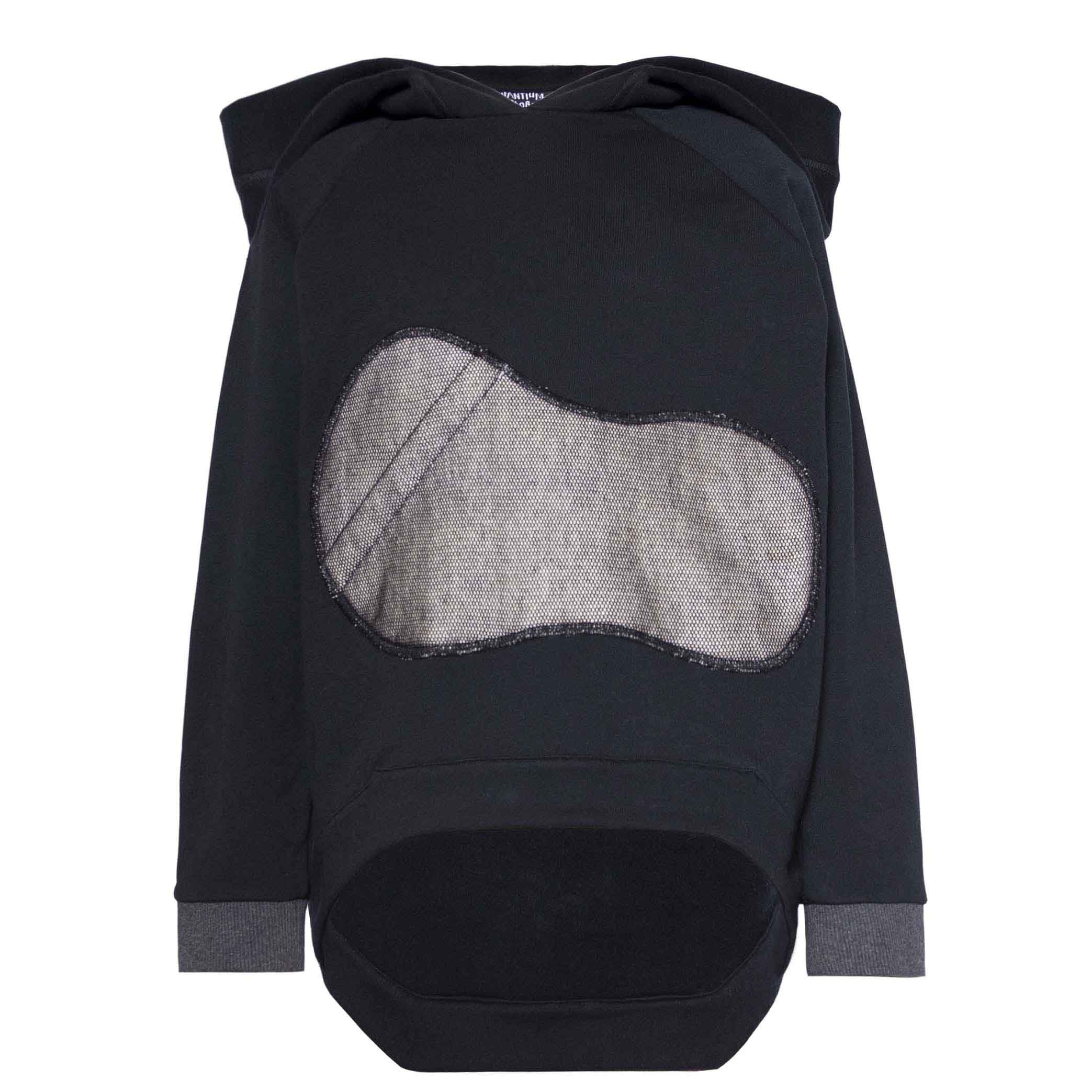Schwarzer Baumwoll-Hoodie mit Applikation