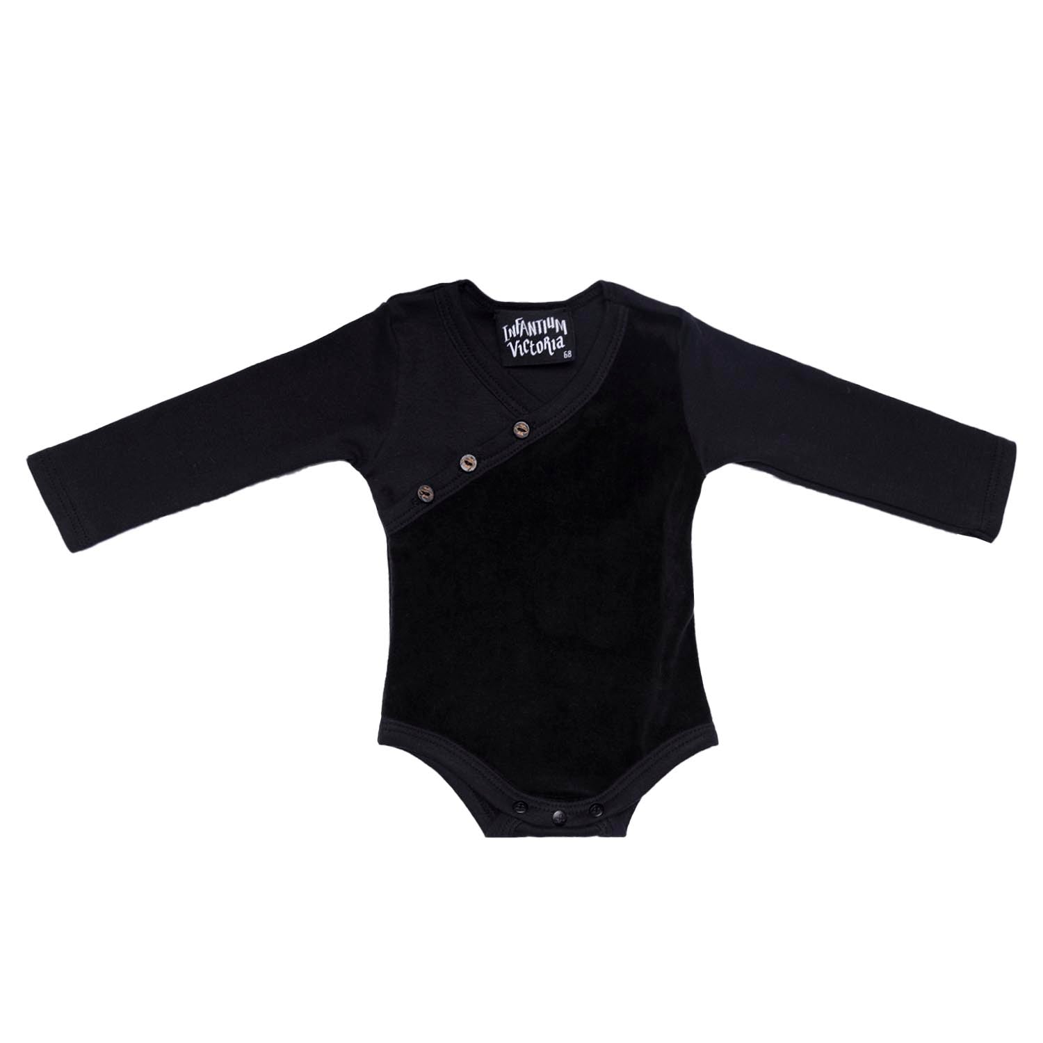 Black Baby Onesie with Velvet Detail