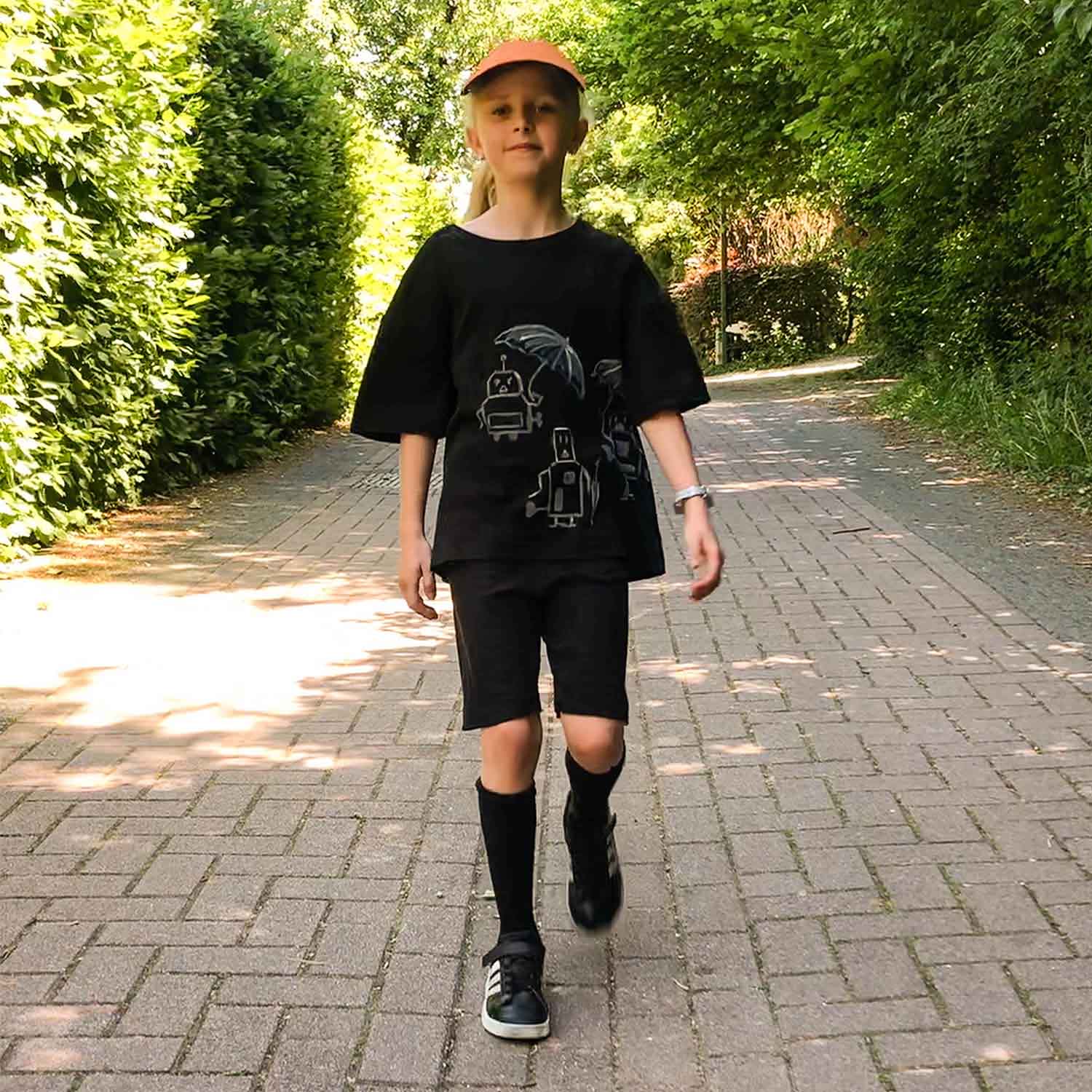 Black Jersey Boys and Girls Biker Shorts