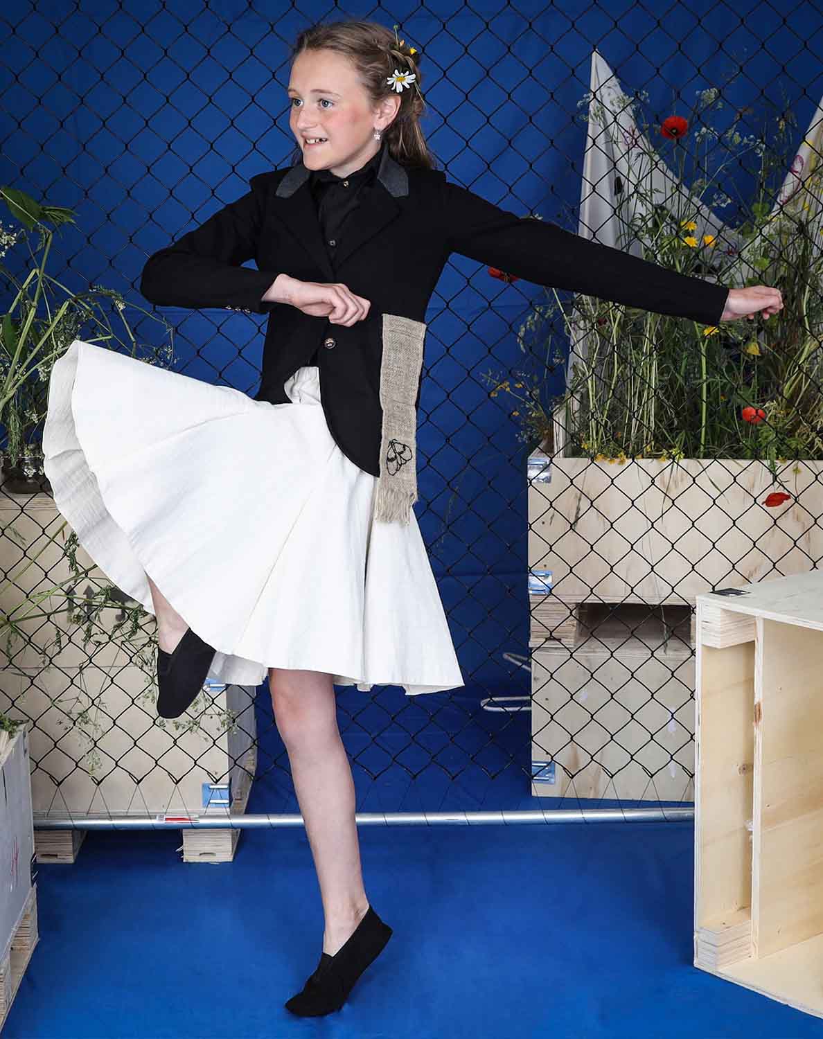 Kids' Black Tailored Jacket with Hemp Sash
