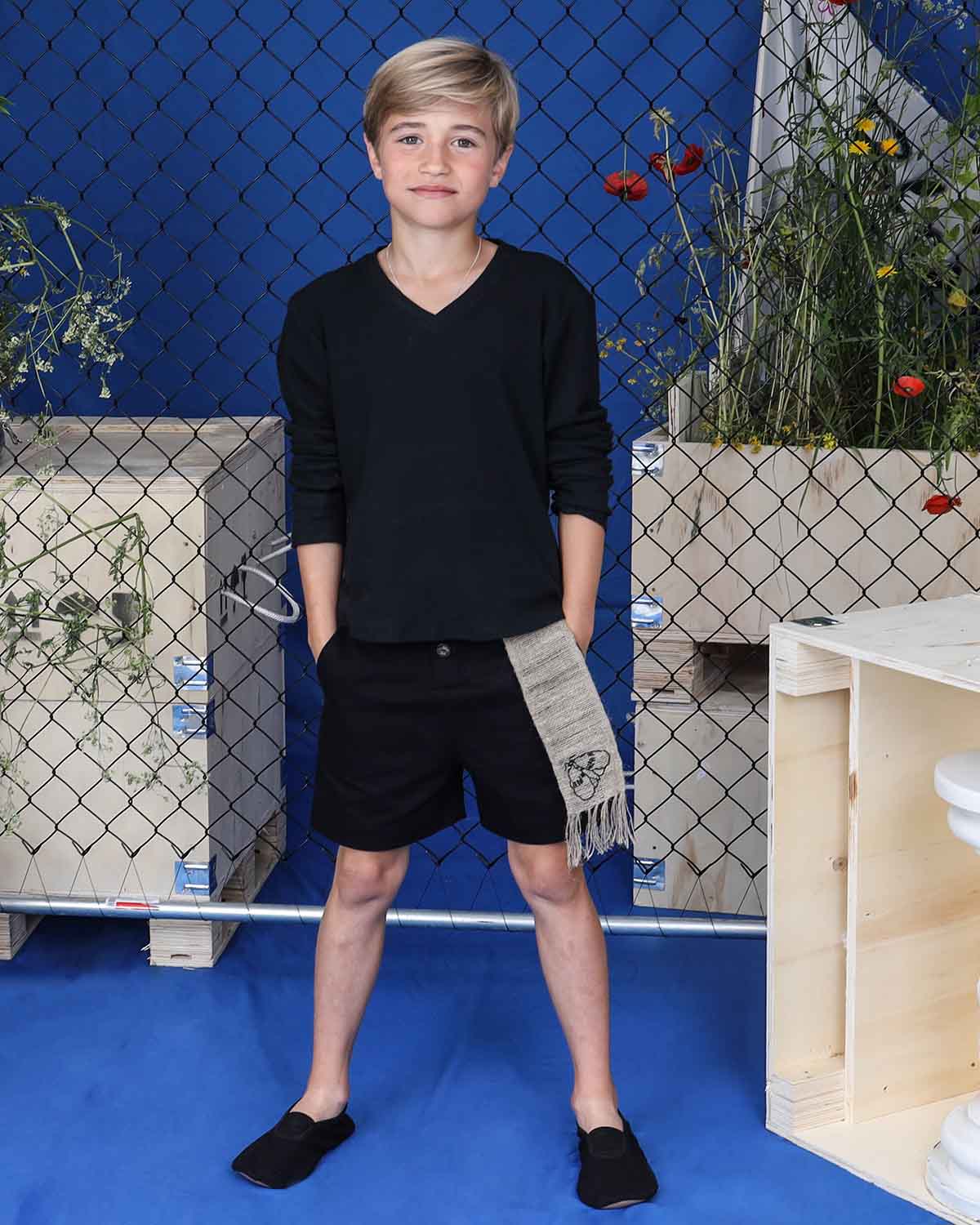 Black Shorts with Hemp Sash