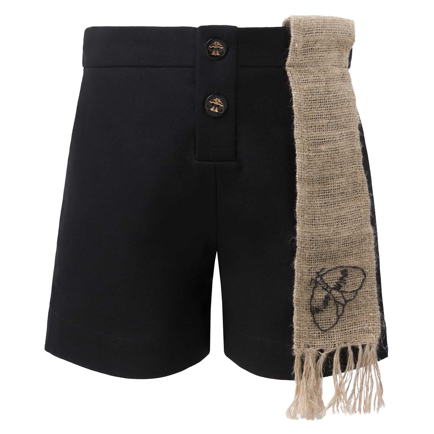 Zwarte korte broek met hennepband