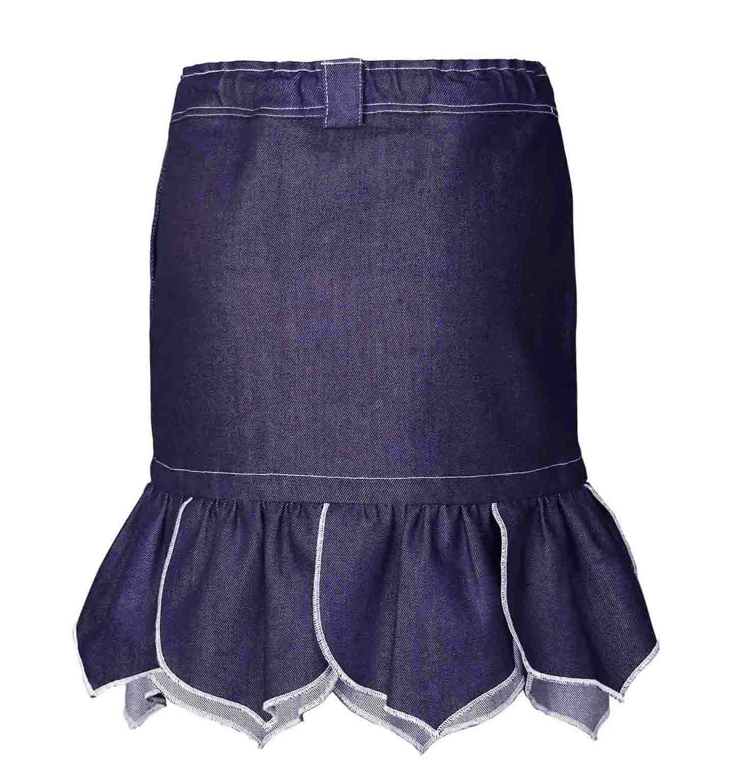 Girls Denim Mini Skirt with Flower Petals
