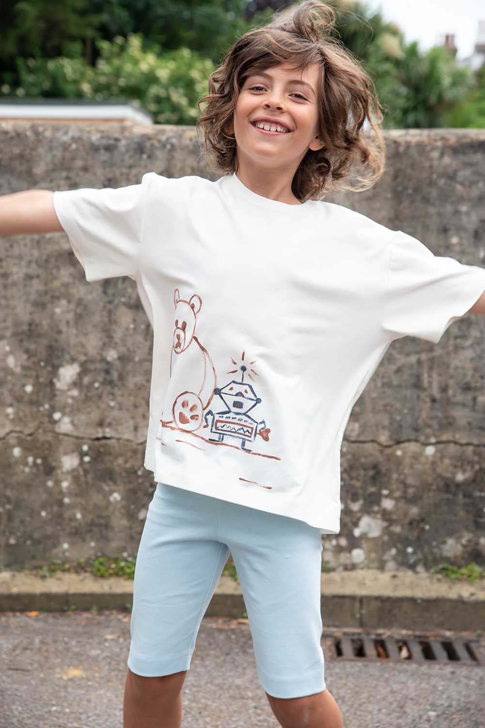 Fietsshort voor jongens en meisjes in blauwe jersey